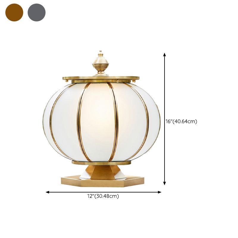 Round Shape Metal Solar Pillar Lamp Modern Style 1 Light Outdoor Light