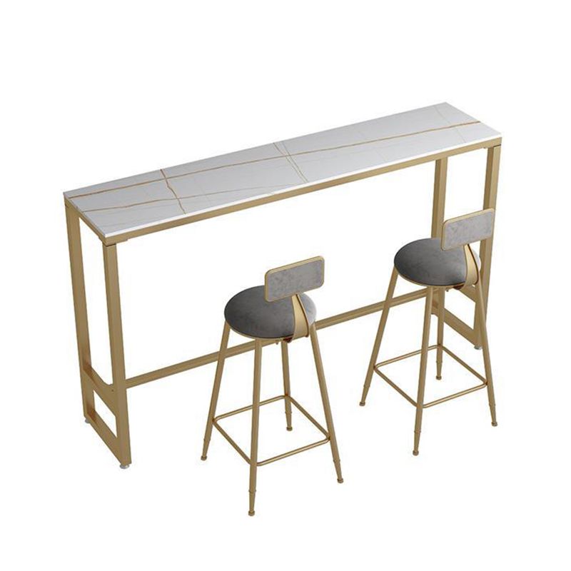 Stone Rectangle Bar Dining Table Modern Bar Table with Trestle Base