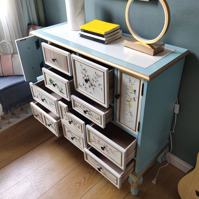 Coastal Storage Chest Dresser Engineered Wood Dresser with 9 Drawers