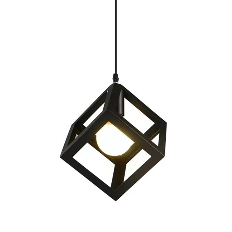 Cube Pendant Light Fixture Industrial Pendant Light Metal 1 Light Hanging Lights