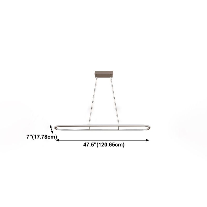 Linear Shape Island Pendant Contemporary Metal 1 Light Pendant Lighting Fixture in White