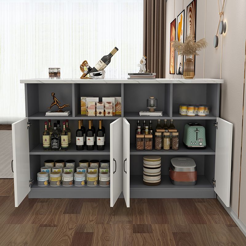 Modern Rectangle White Top Bar Dining Table with Storage for Living Room