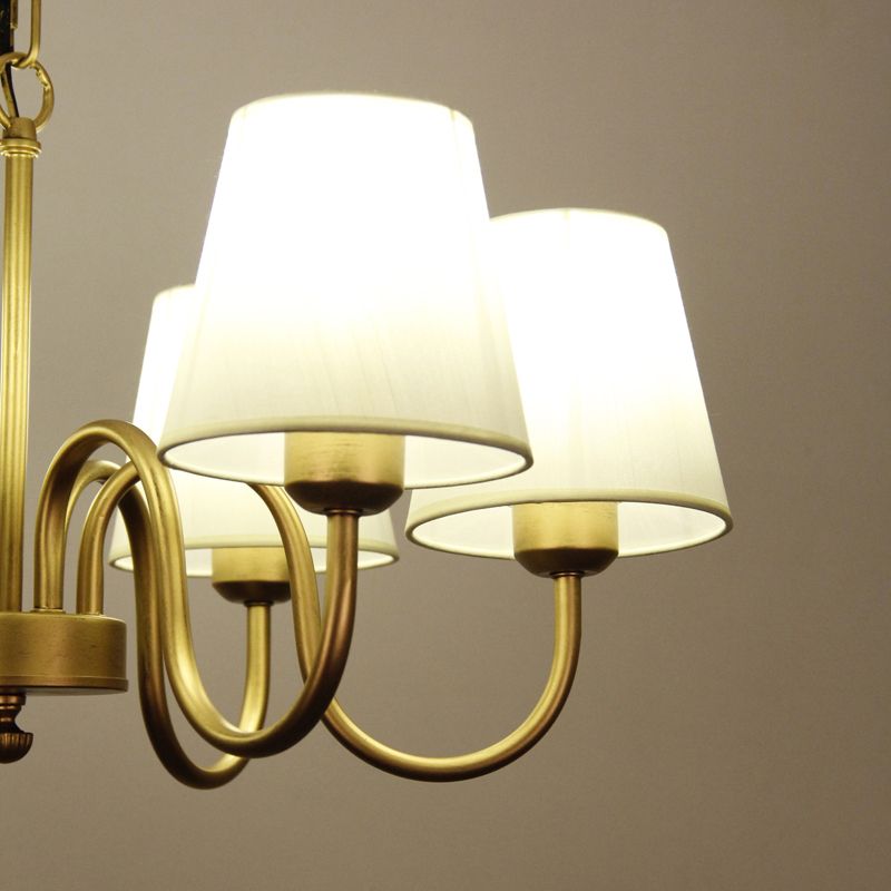 Traditional Style Chandelier Light Fabric Shade Lighting Fixture for Living Room
