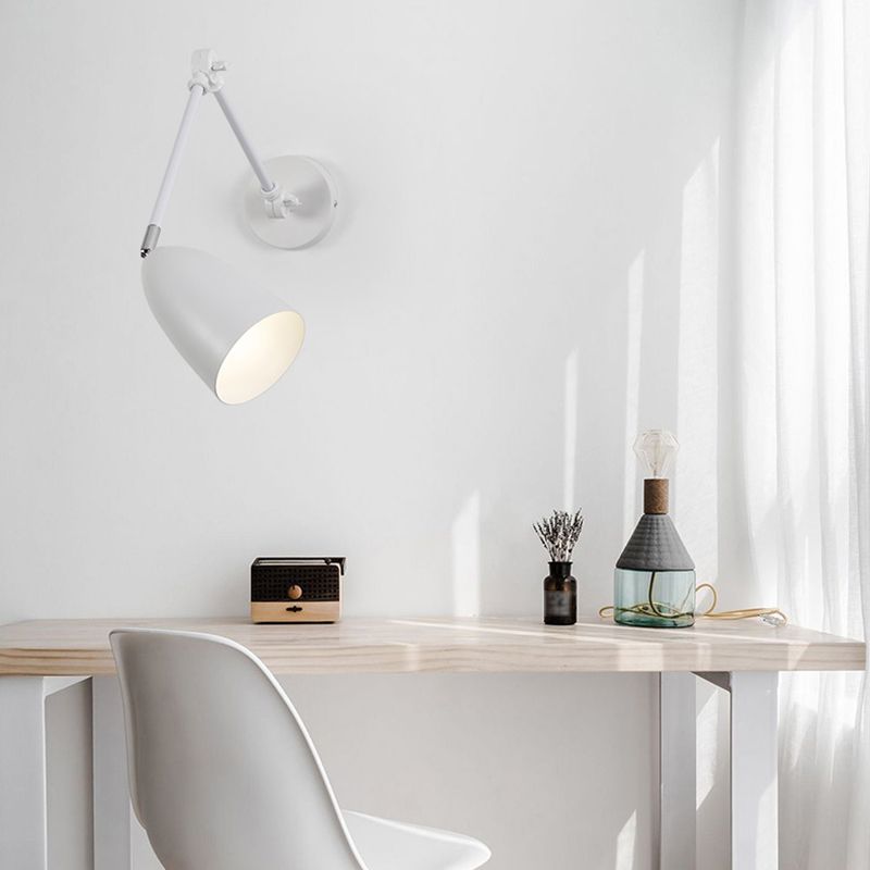 Metal Geometric Shade Wall Lighting Modern Style 1-Light Swing Arm Sconce Lamp