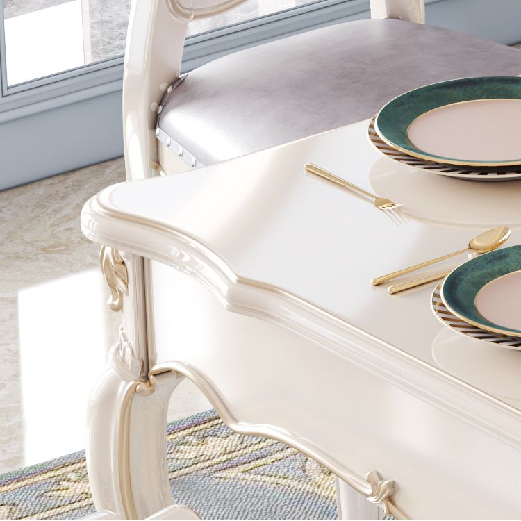 Rectangle Shape White Tone Dining Table Victoria 4 Legs Table for Dining Room