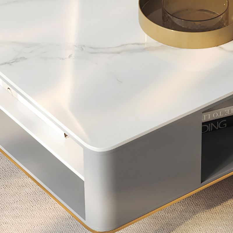 Glam 4 Legs Coffee Table Slate Rectangular Coffee Table Set for Home