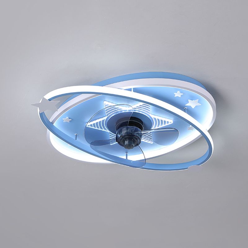 3-Blade Pink/Blue Ceiling Fan Children Metallic Fan with Light for Home