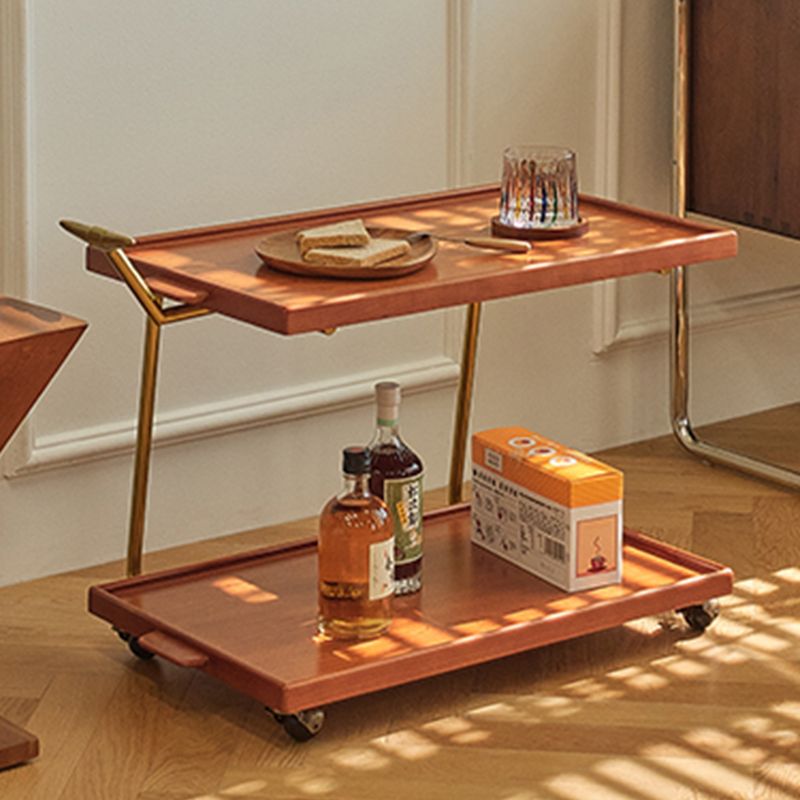 Contemporary Corner Table Rectangular Wood Side Table with Storage