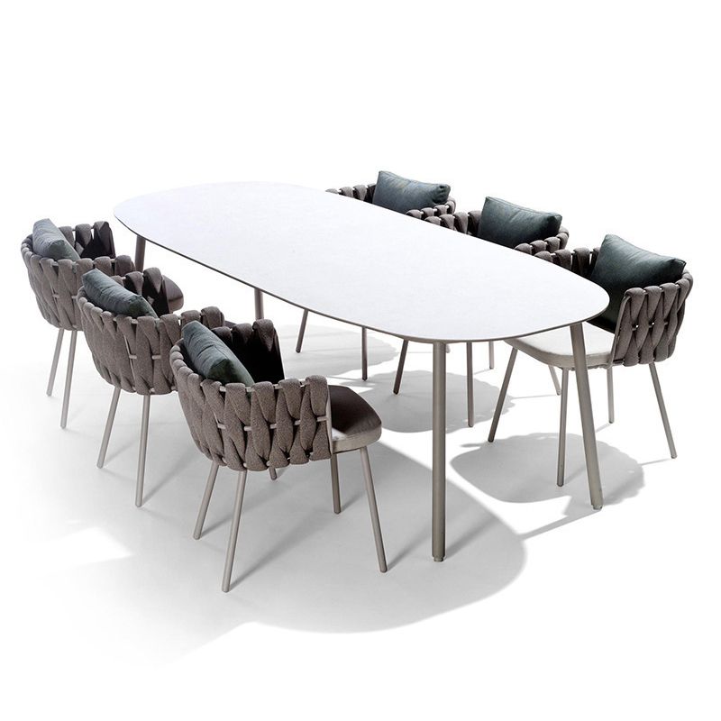 Modern Style 1/3/7 Pieces Metal Dining Set Stone Table Set for Outdoor
