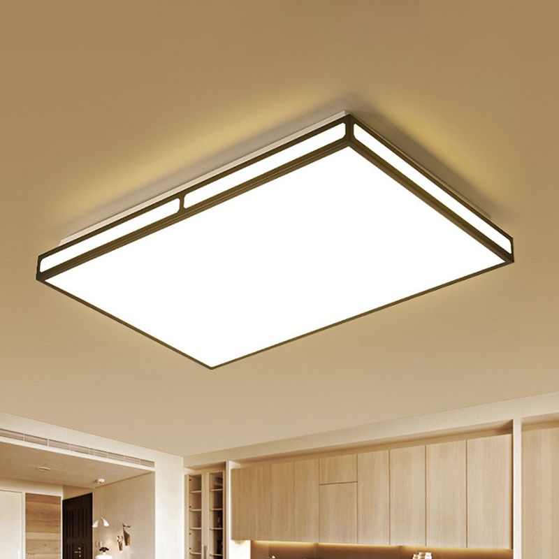 Black Square/Rectangle LED Flush Light Minimalistic Acrylic Close to Ceiling Lamp for Living Room