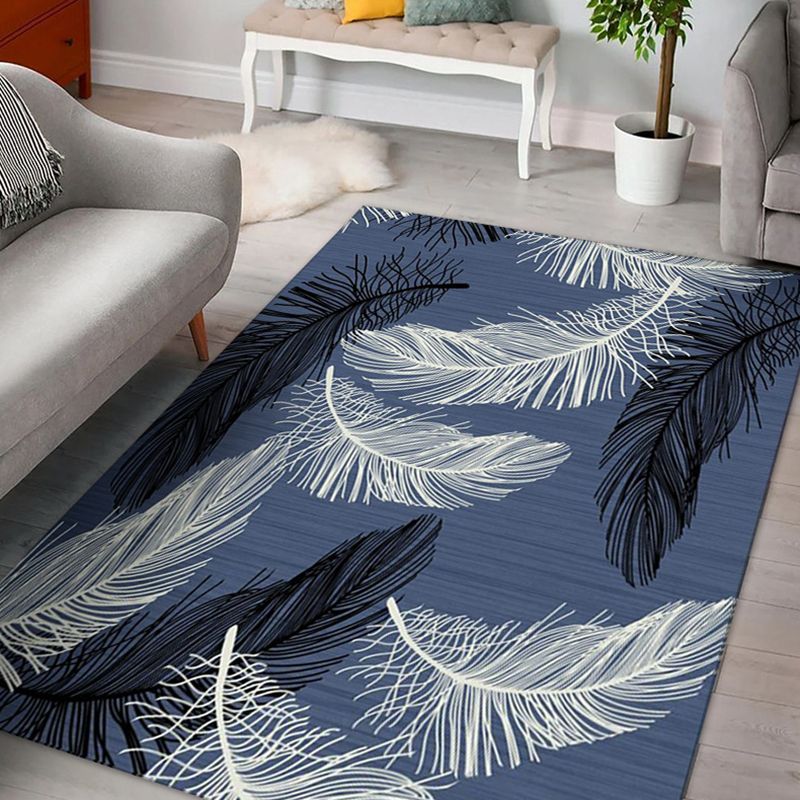 Trendiger Federmuster Teppich zeitgenössischer Komfort Indoor Teppich Polyester Flecken widerstandsfähiger Teppich für Wohnzimmer