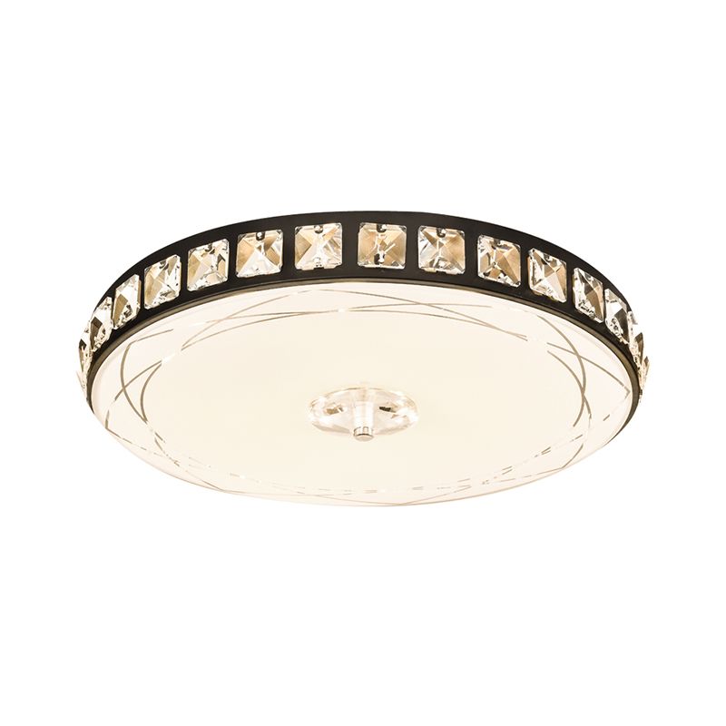 Contemporary Drum Massimale Light Flush Mount 16 "/19.5" Larghezza LED Crystal Lampada Fissture in Nero