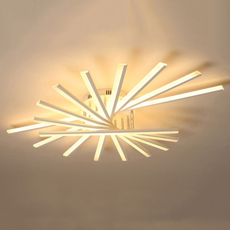 Plafonnier LED linéaire en acrylique, simplicité moderne, montage encastré en fer laqué pour salon