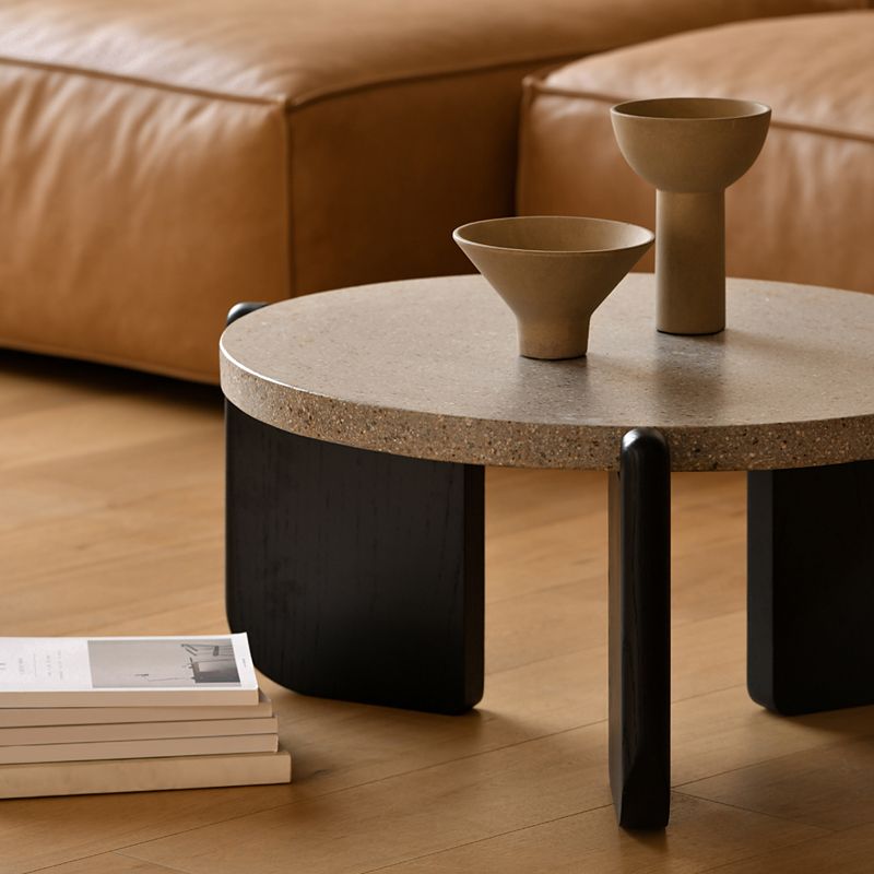 French Country Round Cocktail Table Wood 3 Legs Coffee Table