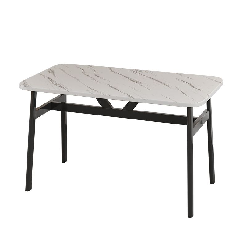 Contemporary White Rectangle Wooden Dining Table with 4 Foot