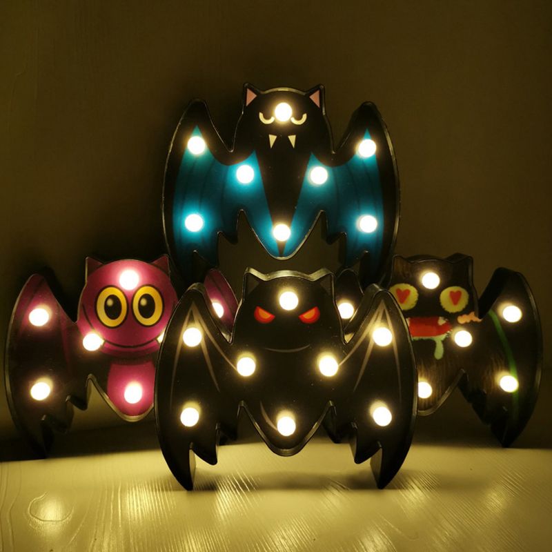 Horror Element Night Light Simple Plastic Battery Operated LED Black Nightstand Lighting