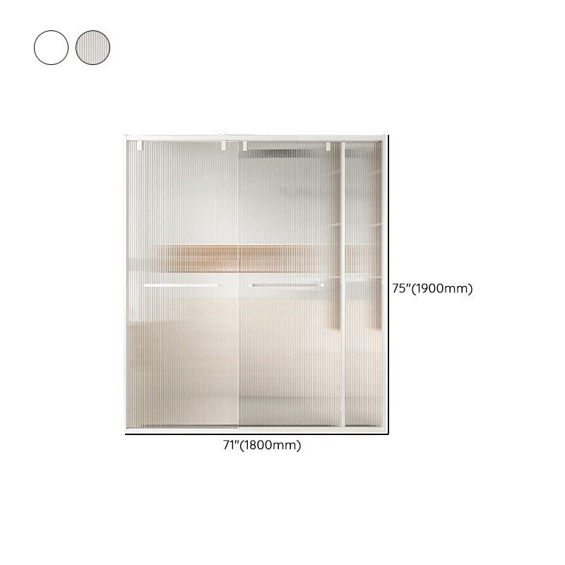 Transparent Double Shower Bath Door Metal White Framed Shower Door