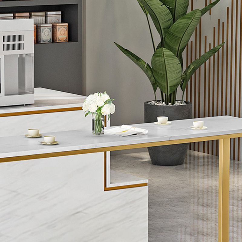 Modern Faux Marble Top Pub Table Set 1/3/5 Pieces White Bar Set with Upholstered Stools