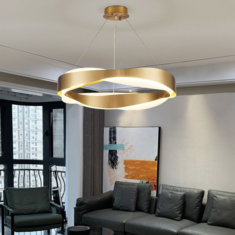 1-Licht-Suspension Licht postmoderner Ringform Metall Kronleuchterleuchter in Gold
