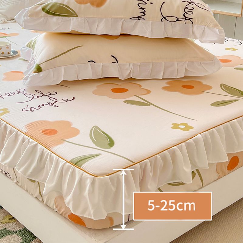 Cotton Fitted Sheet Floral Print Super Soft Bed Sheet Set for Bedroom