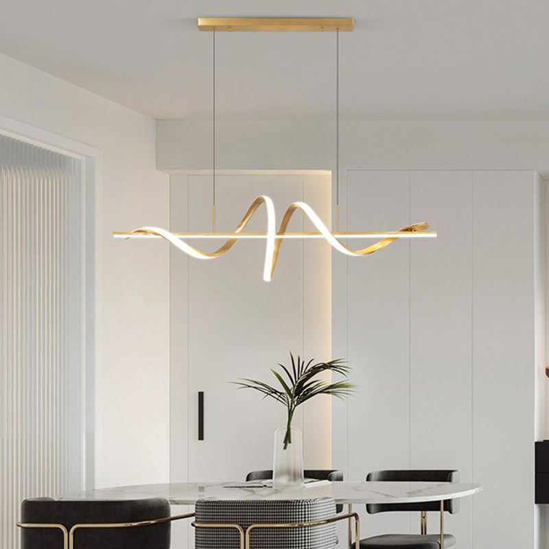 Metal Contemporary Linear Shape Pendant Light with Silicone Shade for Living Room