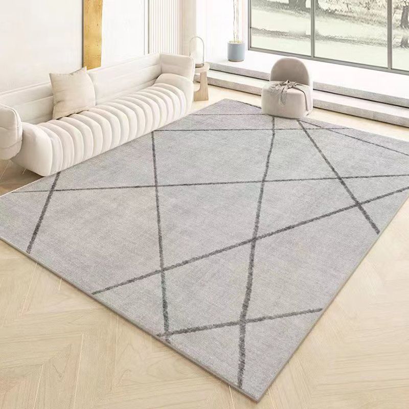 Grey Modern Carpet Polyester Line Area Carpet Stain Resistant Carpet for Living Room