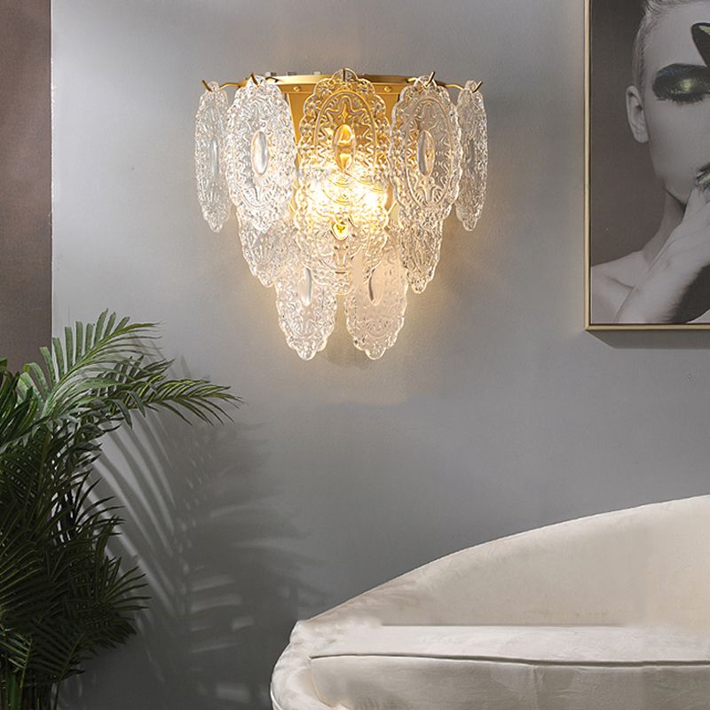 2 Lichter Glaswand Licht moderner Stil Geometrischer Wandmontage Leuchte in Gold