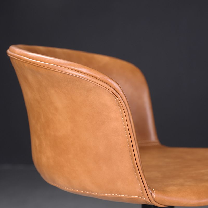 Contemporary Adjustable Height Barstool Faux Leather Swivel Barstool