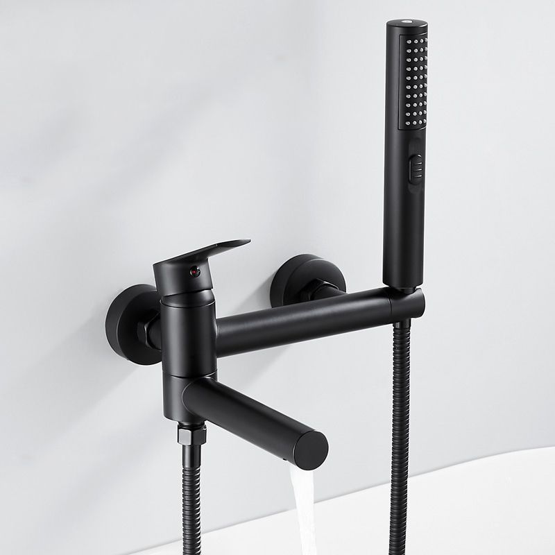 Wall Mounted Metal Tub Filler Single Handle Swivel Tub Faucet Trim