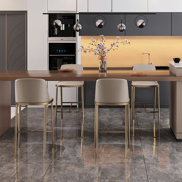 Glam Backrest Armless Counter Stool Iron Bar Stool with Cushion for Cafe