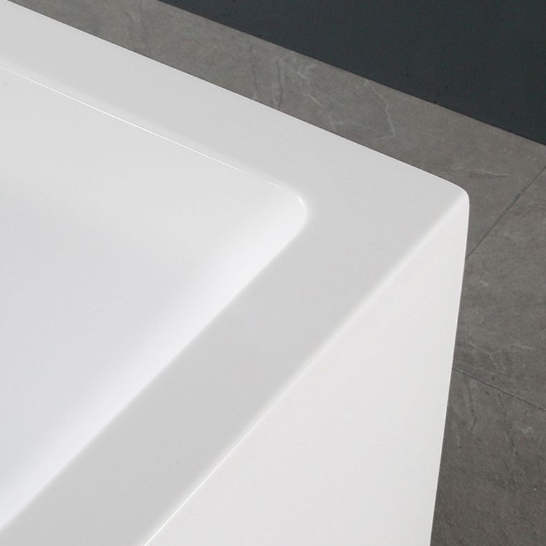 White Acrylic Rectangular Bathtub Soaking Freestanding with Left Drain