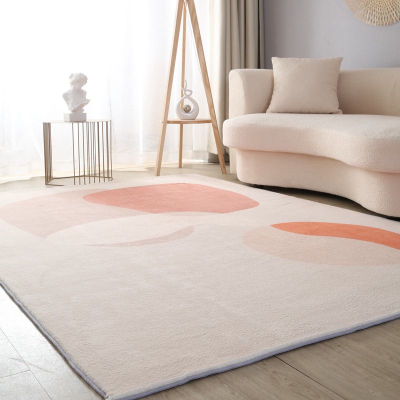 Nordic Color Lump Rug Polyester White Area Rug Stain Resistant Rug for Living Room