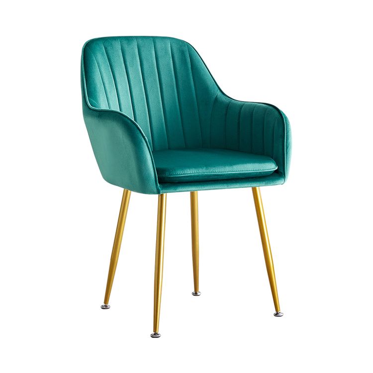 Scandinavian Dining Arm Chair Solid Back Side Chair with Metal Legs for Home Use