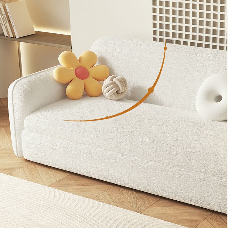 Scandinavian Sleeper Sofa Fabric White with Storage Cushion Back Square Arms