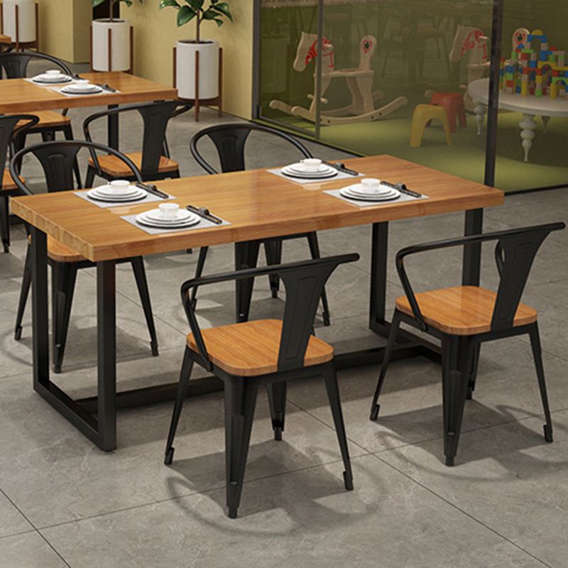 Industrial 1/5 Pieces Dining Set Rectangle Wood Dining Table for Milk Tea Shop