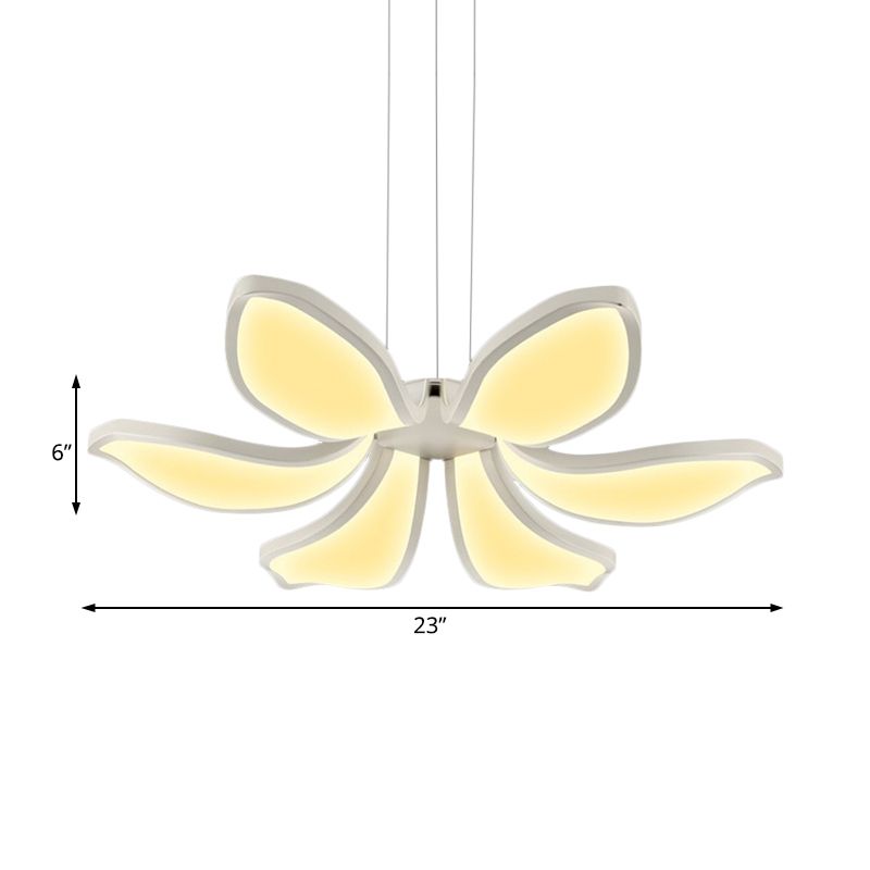 Fleur Fleur Chandelier en acrylique Light Contemporain 6/8 lumières Blanc LED Plafond suspendu en blanc / chaud / naturel Light