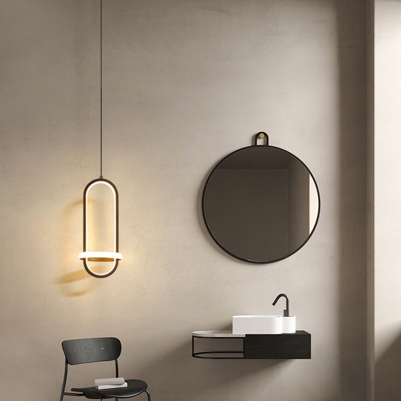 Oval Aluminium Ceiling Pendant 47"Suspension Wire Ceiling Pendant Light for Bedside