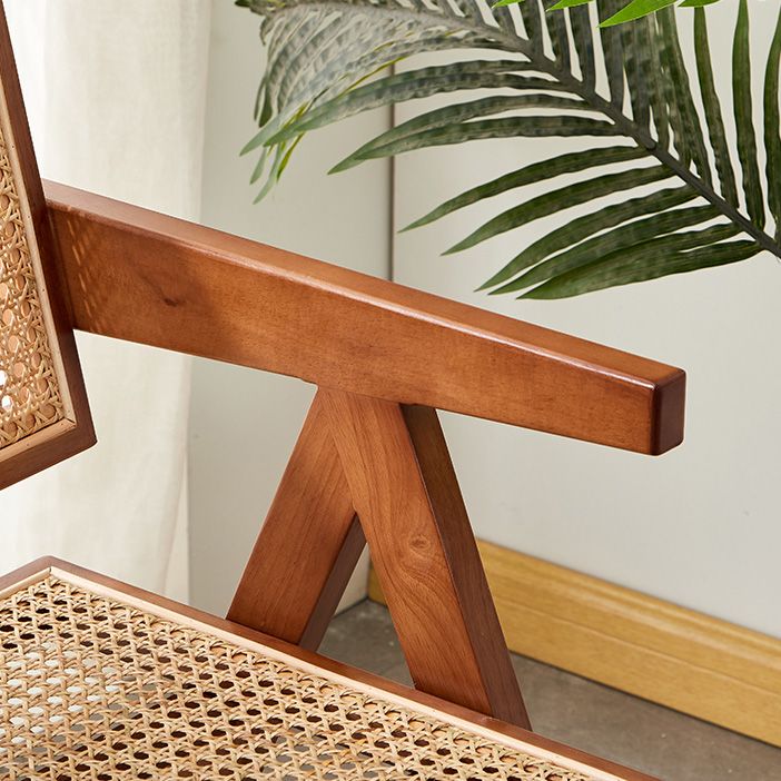 Contemporary Open Back Kitchen Dining Arm Chair Solid Wood Dining Arm Chair