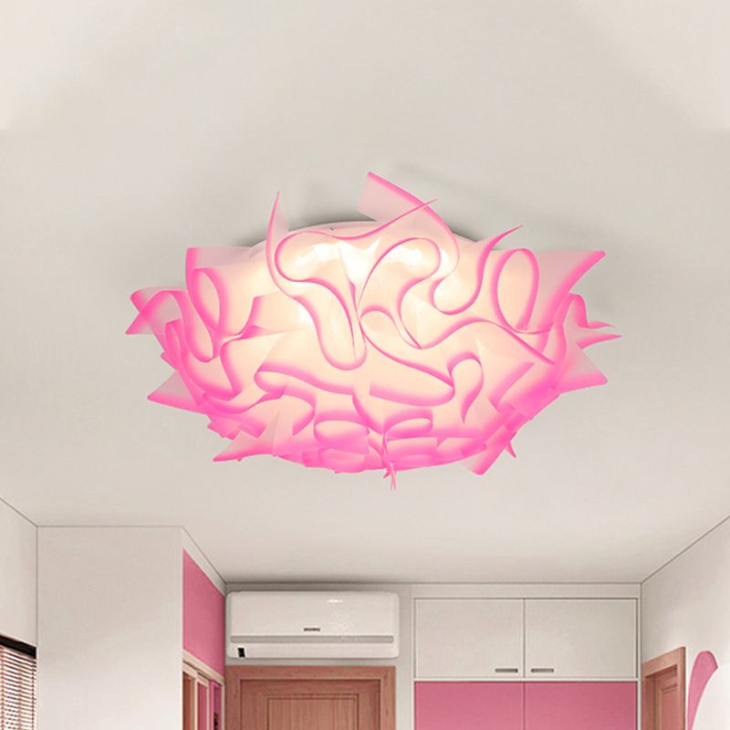 Modern Creative LED Flush Ceiling Light with Twist Acrylic Shade Pink/Orange/Blue Kid Room Ceiling Light in Third Gear
