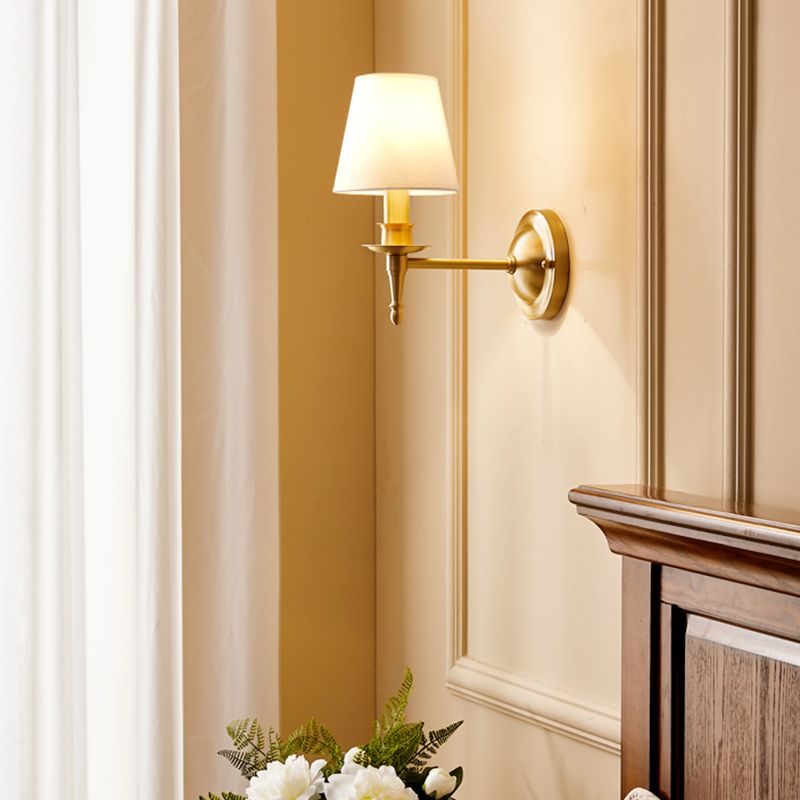American Style Copper Wall Light Cylinder Shape Wall Lamp for Bedroom