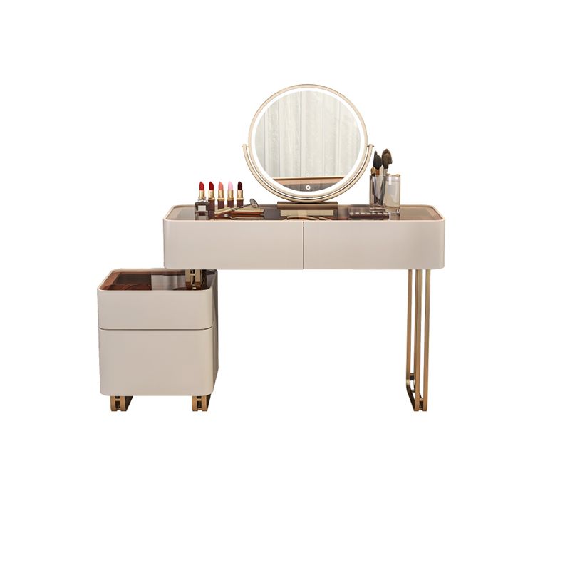 30.7" Height Makeup Table Solid Wood Vanity with Drawers Vanity Stool