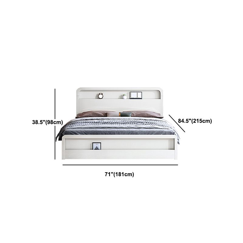 Modern Wood Bed Bookcase Included Bed Frame with Headboard for Bedroom