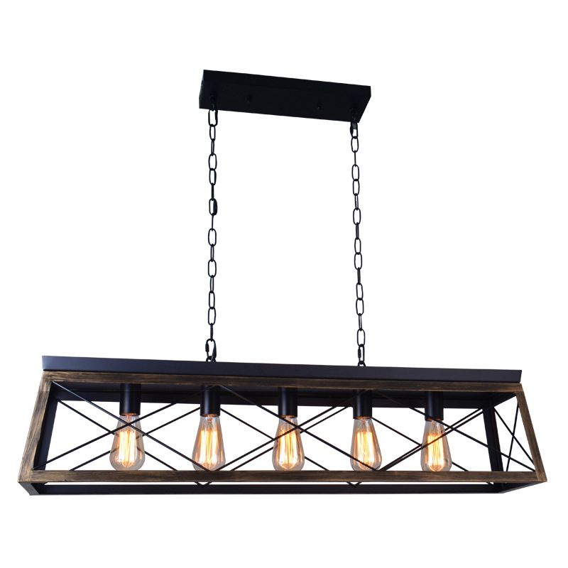 Industrial Island Light Geometric Hanging Lighting Fixture for Dining Room