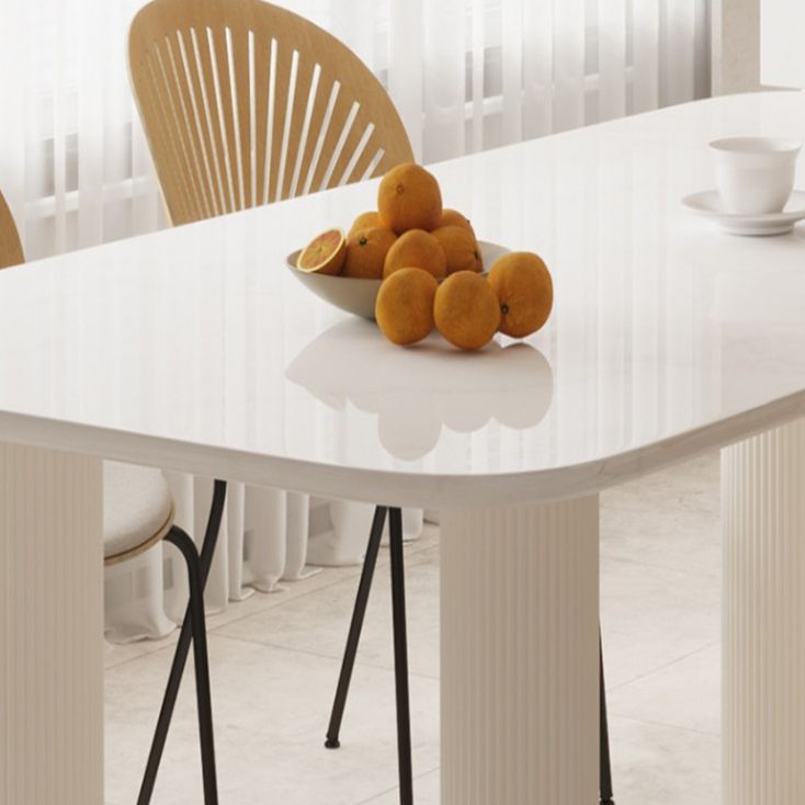 Modern Style Dining Table Rectangle Stone White Dining Table with 4 Legs