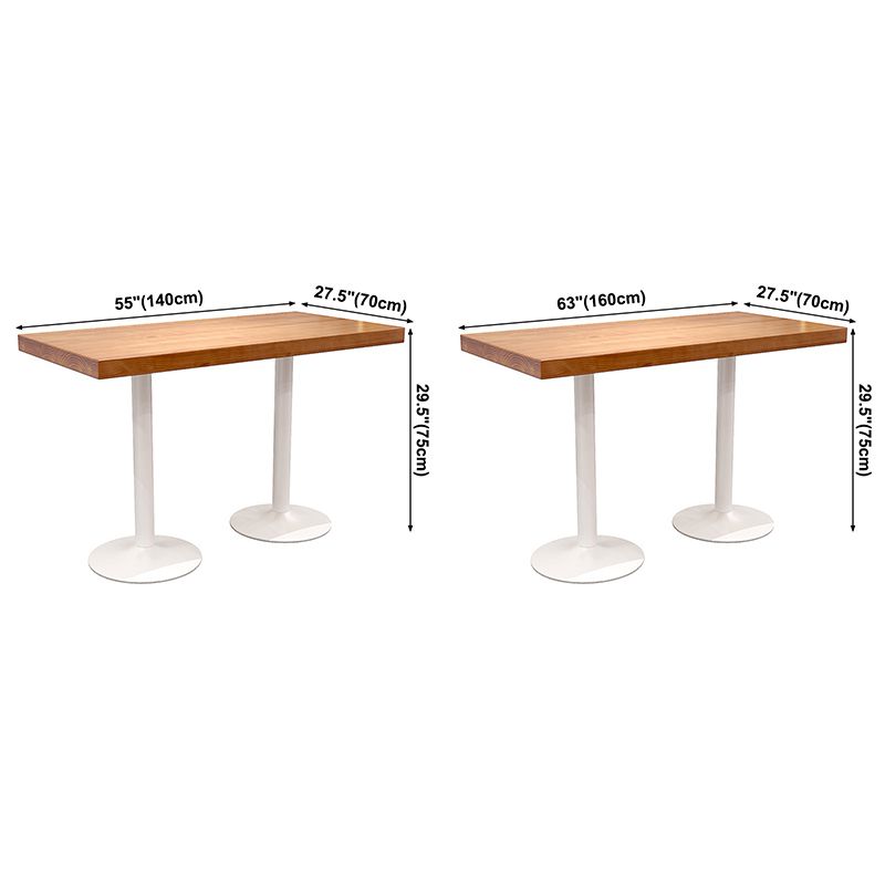 Solid Wood Industrial Style Dining Table Brown Top Table with White Frame for Dinning Room
