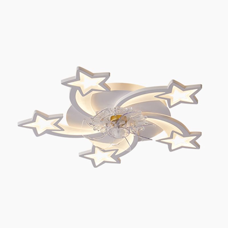 Nordic Style Iron Ceiling Fan Lamp Acrylic Shade LED Ceiling Fan Light for Living Room