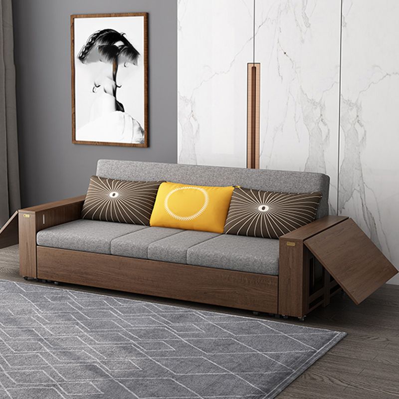 Solid Wood Farmhouse Removable Futon Sleeper Sofa with Storage