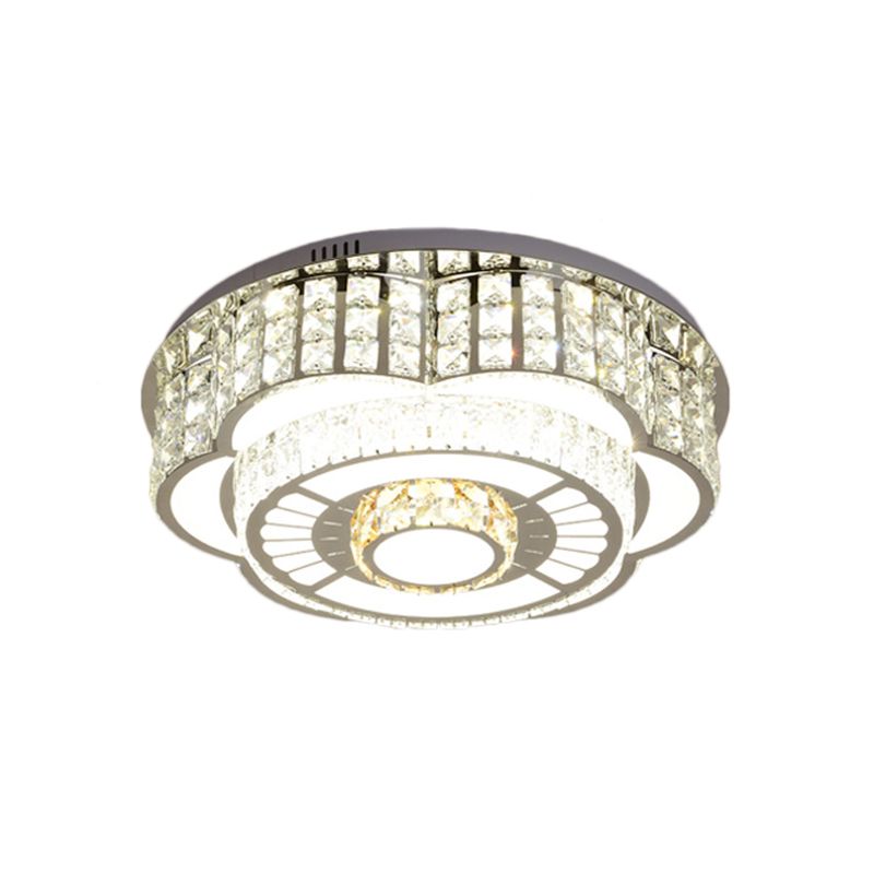 23.5"/31.5" W Floral Living Room Ceiling Flush Mount Crystal LED Modernist Flush Mount Lamp in Chrome