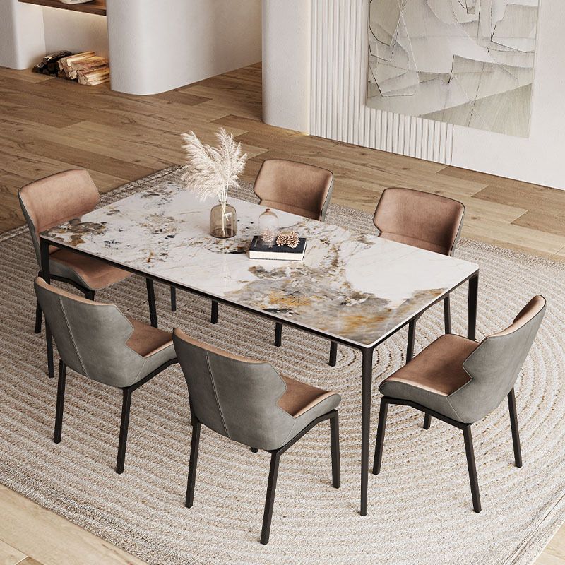 Designer Style Rectangle Sintered Stone Dining Set 1/2/5/7 Pieces Dining Table with Chairs
