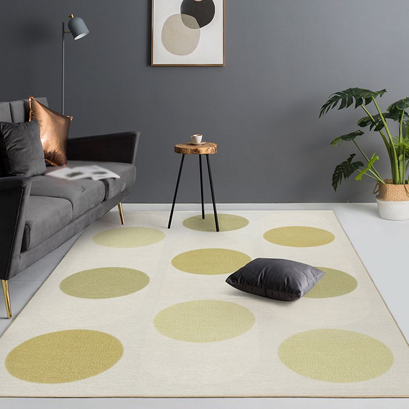 Beige Polka Dot Pattern Rug Chenille Modern Rug Pet Friendly Washable Non-Slip Area Rug for Living Room
